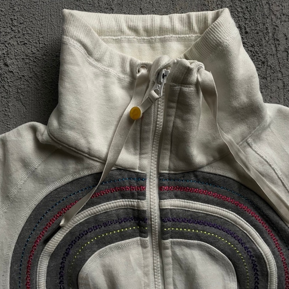 Vintage Lululemon Zip Up sweatshirt Women Size 10 White 2000s - Picture 2 of 9